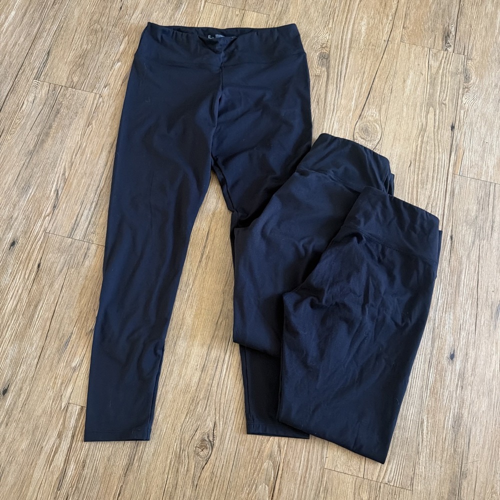 Felina Leggings Size Xl 3 Pairs Of Black Stretchy Soft Pull On Solid